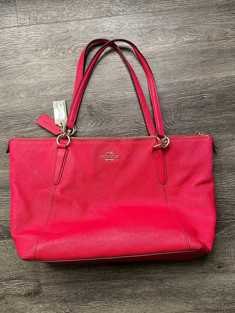 Coach F57620 Raspberry Pink Saffiano Leather Tote Shoulder Bag - Picture 6 of 7